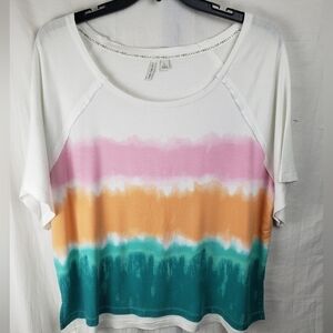 Cato's Live Well Orange Multicolored Short Sleeve Shirt Sz XL